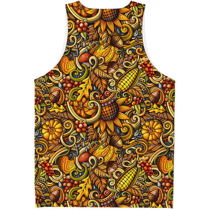Abstract Sunflower Pattern Print Men's Tank Top