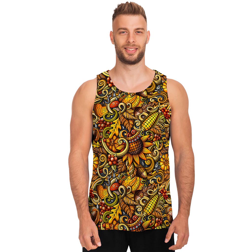 Abstract Sunflower Pattern Print Men's Tank Top