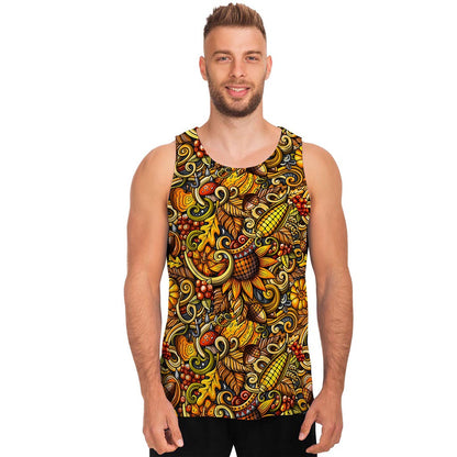 Abstract Sunflower Pattern Print Men's Tank Top