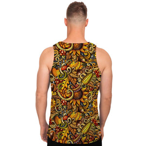 Abstract Sunflower Pattern Print Men's Tank Top