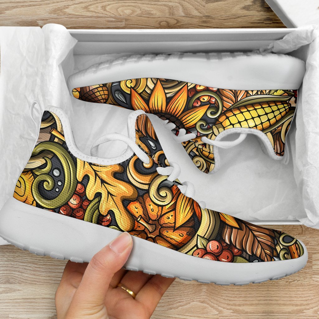 Abstract Sunflower Pattern Print Mesh Knit Shoes GearFrost