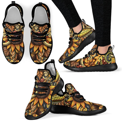 Abstract Sunflower Pattern Print Mesh Knit Shoes GearFrost