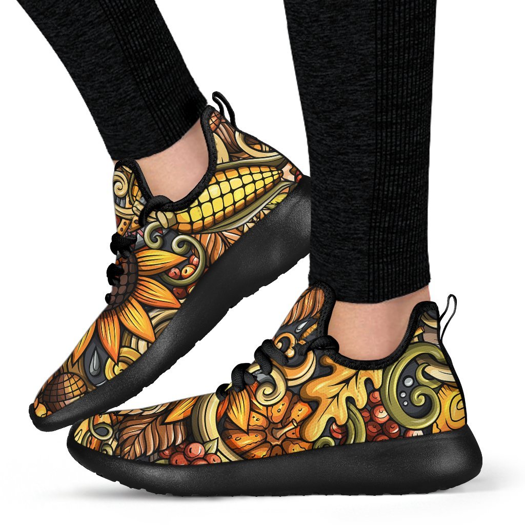 Abstract Sunflower Pattern Print Mesh Knit Shoes GearFrost