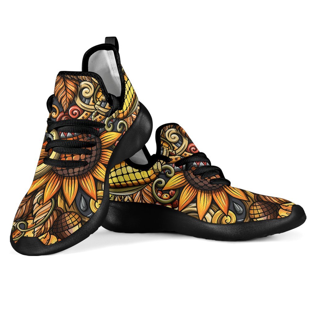 Abstract Sunflower Pattern Print Mesh Knit Shoes GearFrost