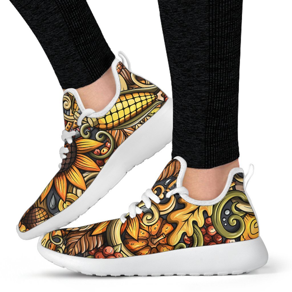 Abstract Sunflower Pattern Print Mesh Knit Shoes GearFrost