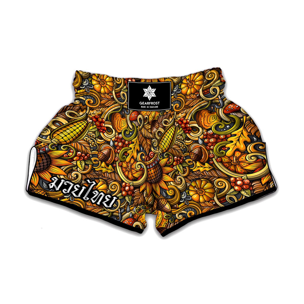 Abstract Sunflower Pattern Print Muay Thai Boxing Shorts
