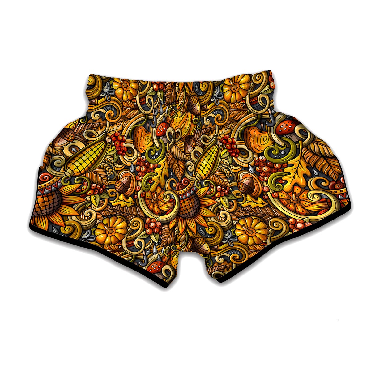 Abstract Sunflower Pattern Print Muay Thai Boxing Shorts