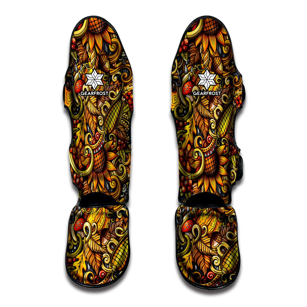 Abstract Sunflower Pattern Print Muay Thai Shin Guard