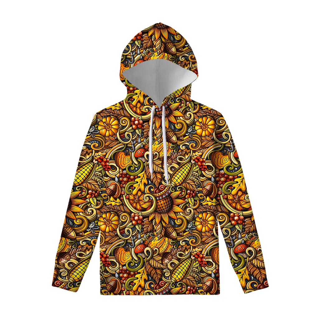 Abstract Sunflower Pattern Print Pullover Hoodie