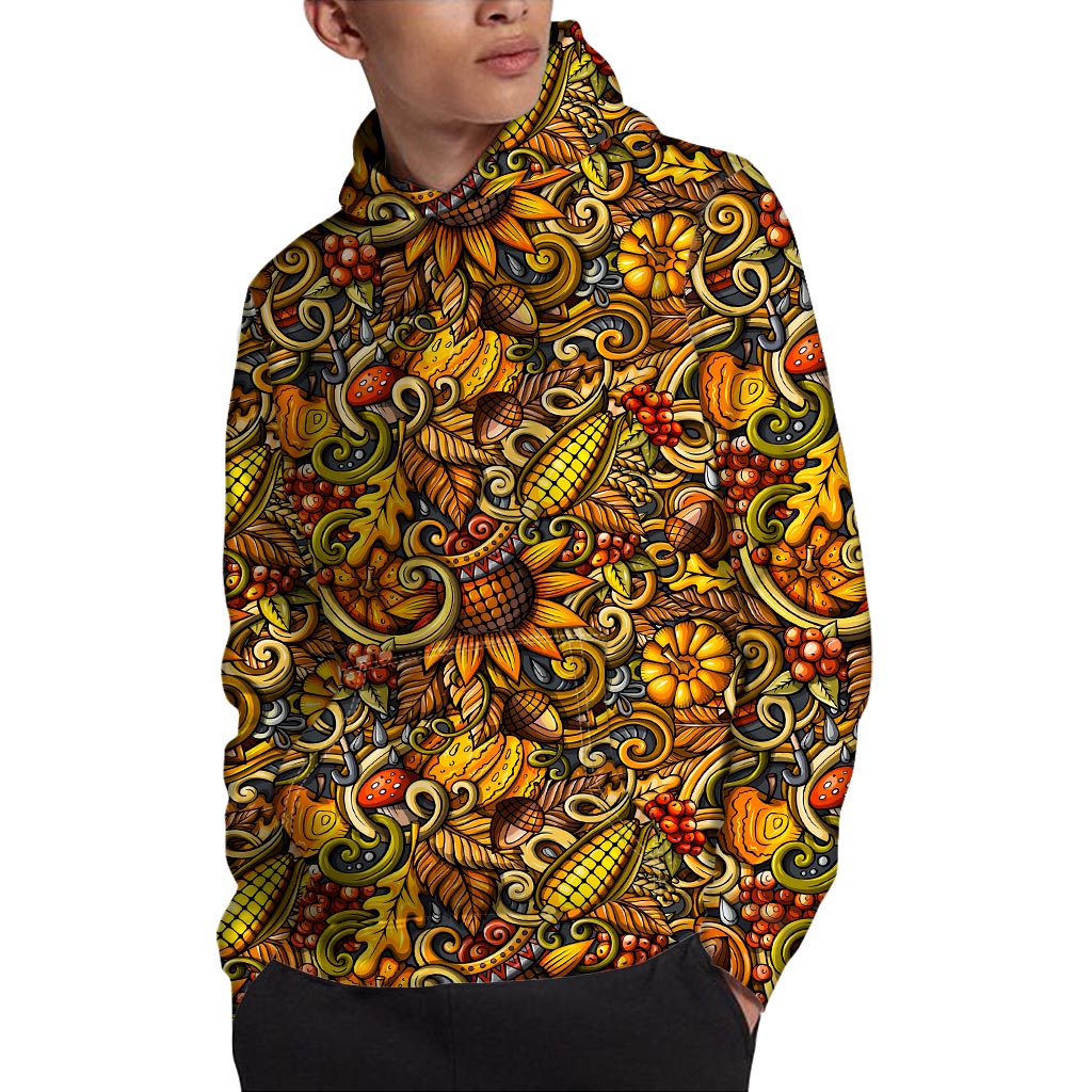 Abstract Sunflower Pattern Print Pullover Hoodie