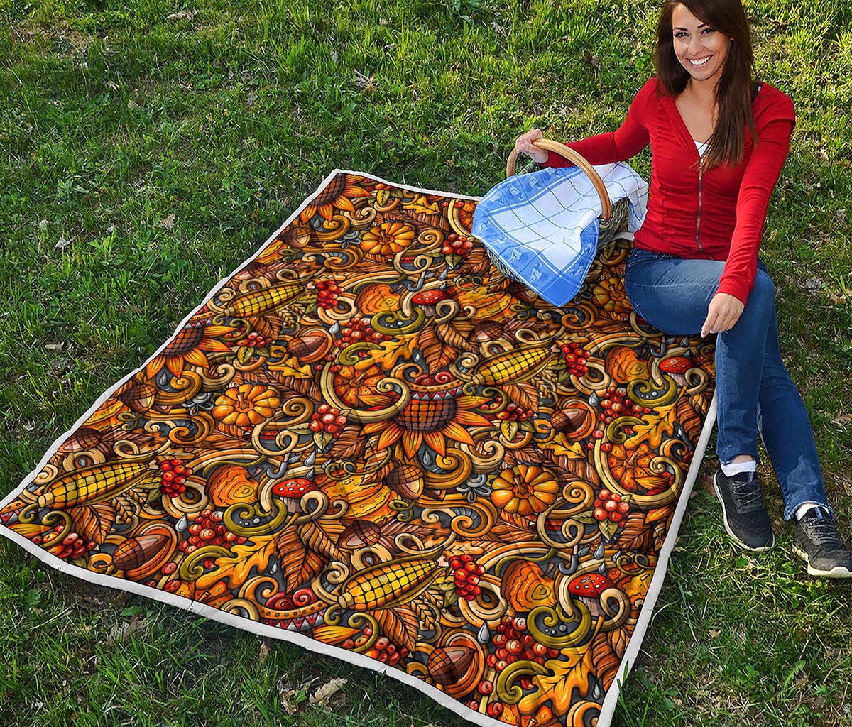 Abstract Sunflower Pattern Print Quilt