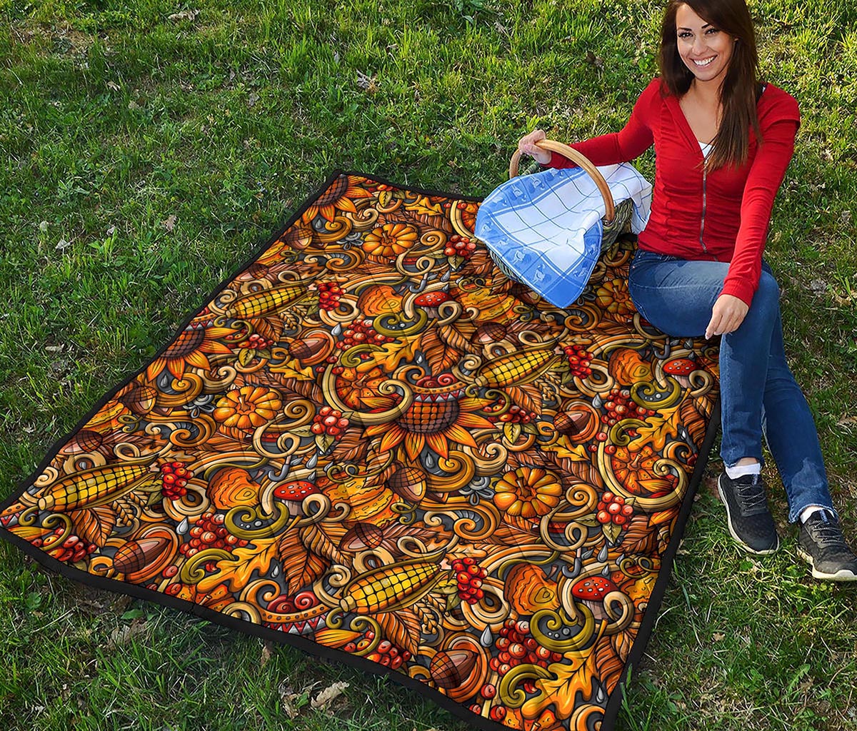 Abstract Sunflower Pattern Print Quilt