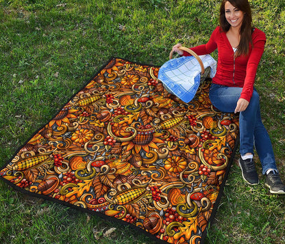 Abstract Sunflower Pattern Print Quilt