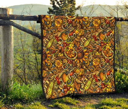 Abstract Sunflower Pattern Print Quilt