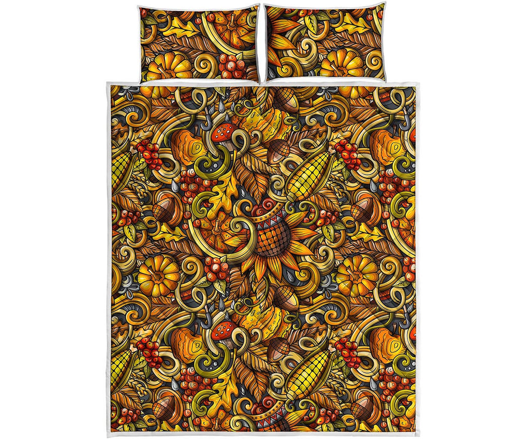 Abstract Sunflower Pattern Print Quilt Bed Set