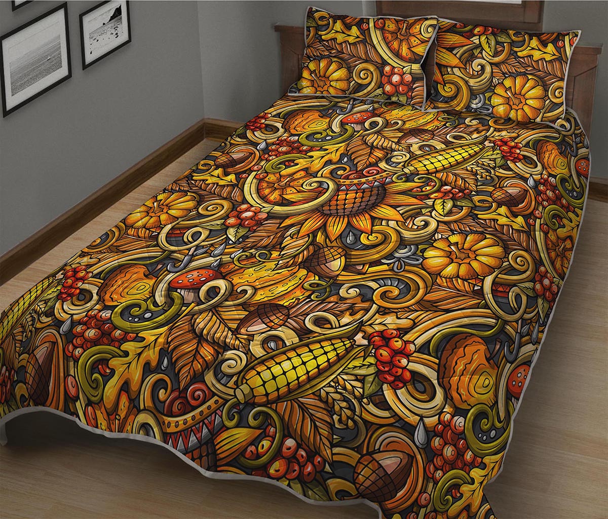 Abstract Sunflower Pattern Print Quilt Bed Set