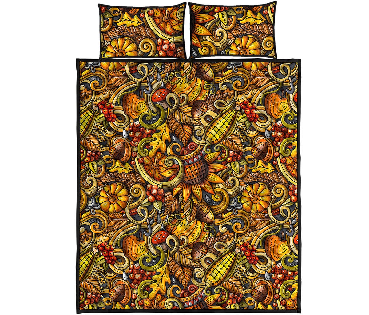 Abstract Sunflower Pattern Print Quilt Bed Set