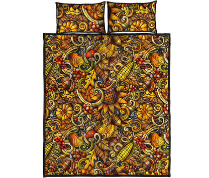 Abstract Sunflower Pattern Print Quilt Bed Set