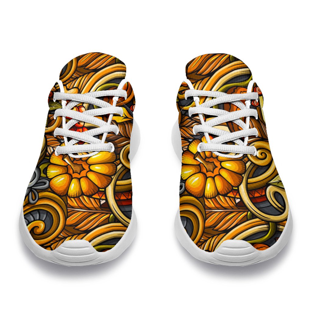 Abstract Sunflower Pattern Print Sport Shoes GearFrost