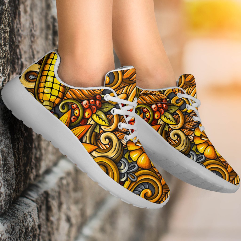 Abstract Sunflower Pattern Print Sport Shoes GearFrost