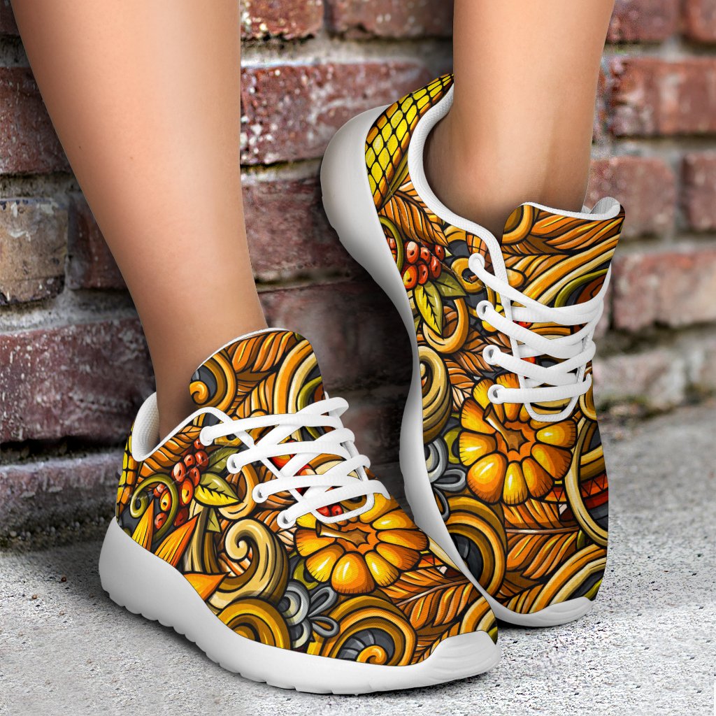 Abstract Sunflower Pattern Print Sport Shoes GearFrost