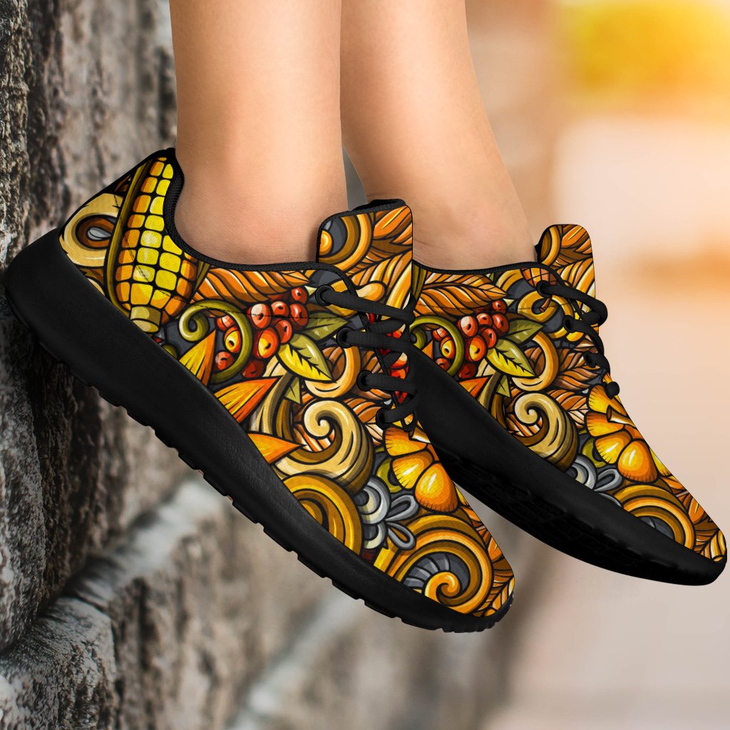 Abstract Sunflower Pattern Print Sport Shoes GearFrost