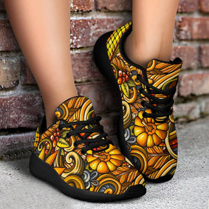 Abstract Sunflower Pattern Print Sport Shoes GearFrost