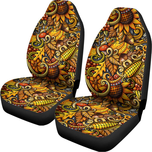 Abstract Sunflower Pattern Print Universal Fit Car Seat Covers