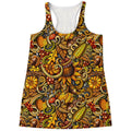 Abstract Sunflower Pattern Print Women's Racerback Tank Top