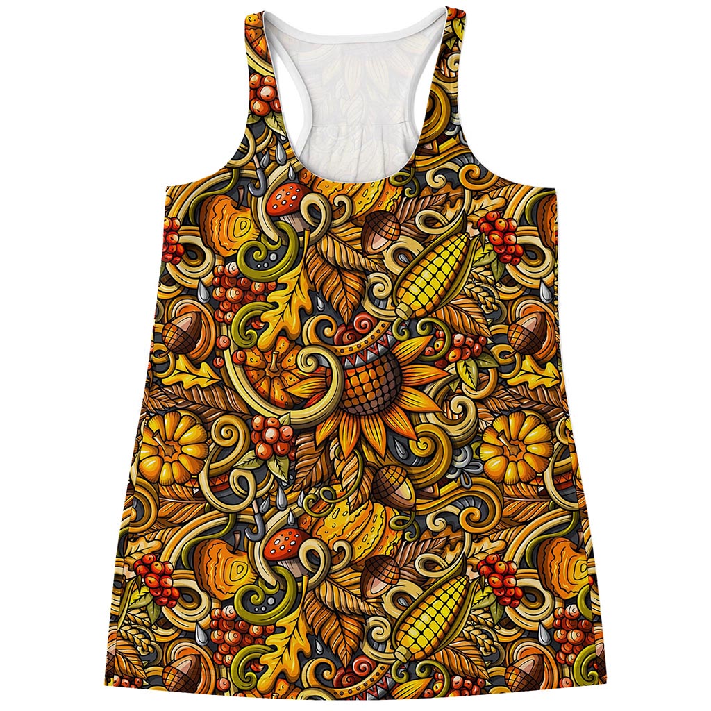 Abstract Sunflower Pattern Print Women's Racerback Tank Top