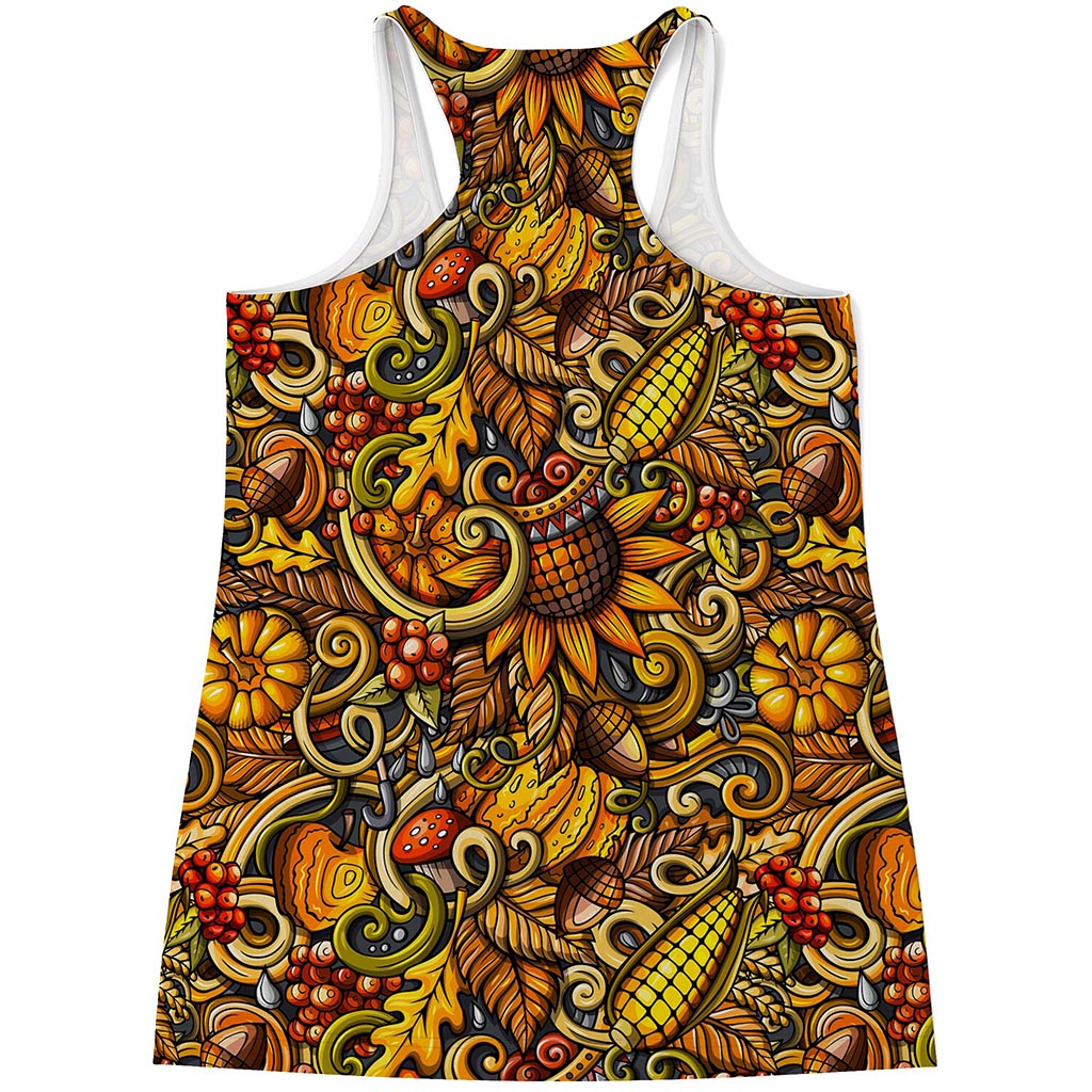 Abstract Sunflower Pattern Print Women's Racerback Tank Top