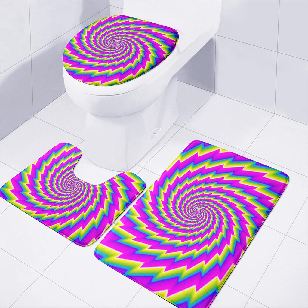 Abstract Twisted Moving Optical Illusion 3 Piece Bath Mat Set