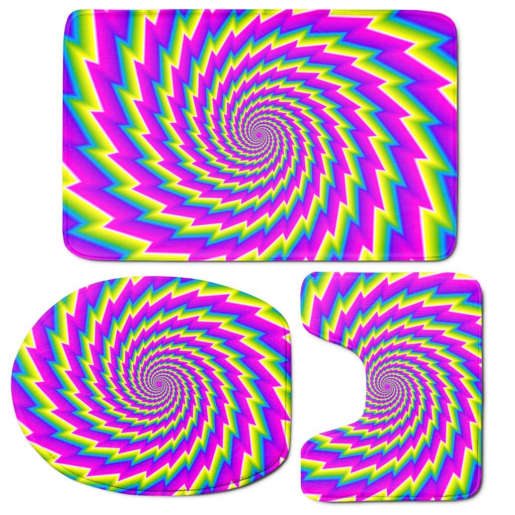 Abstract Twisted Moving Optical Illusion 3 Piece Bath Mat Set