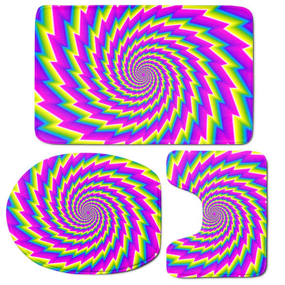 Abstract Twisted Moving Optical Illusion 3 Piece Bath Mat Set