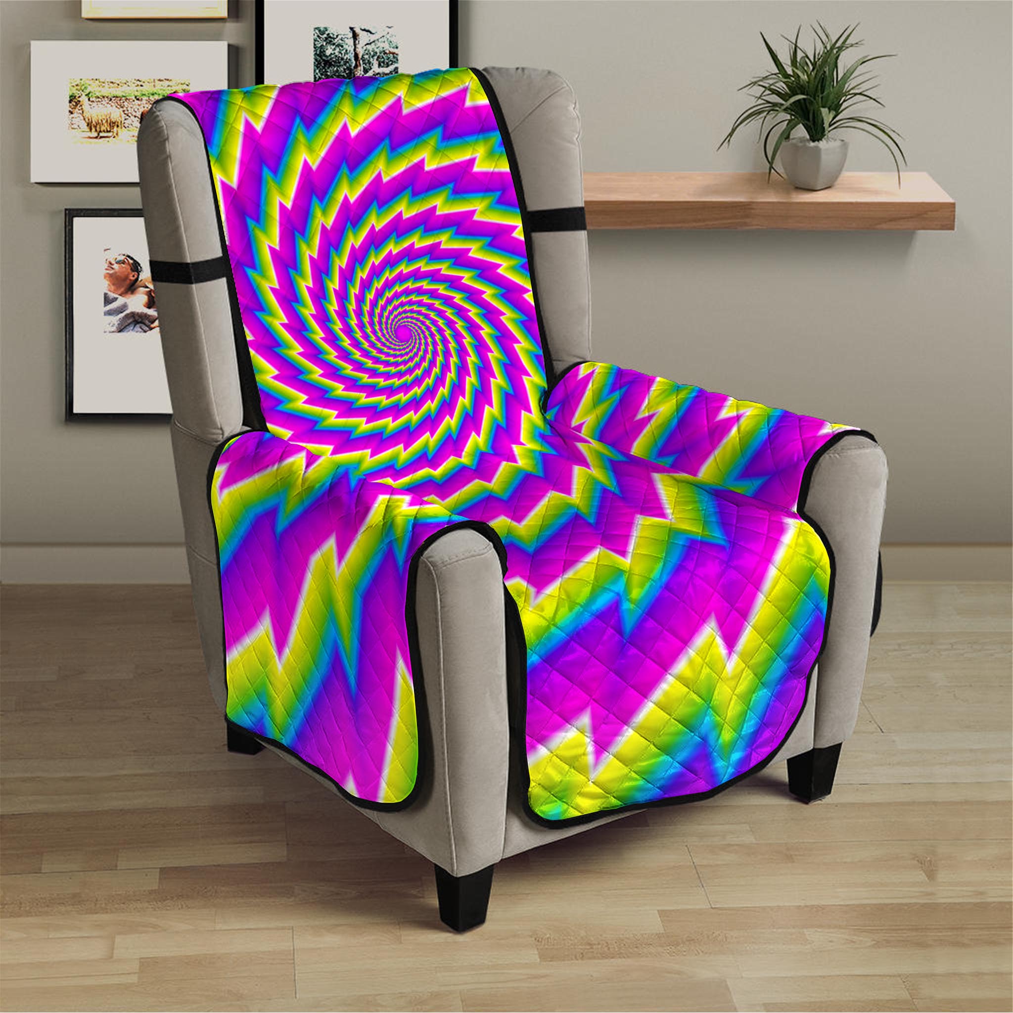 Abstract Twisted Moving Optical Illusion Armchair Protector