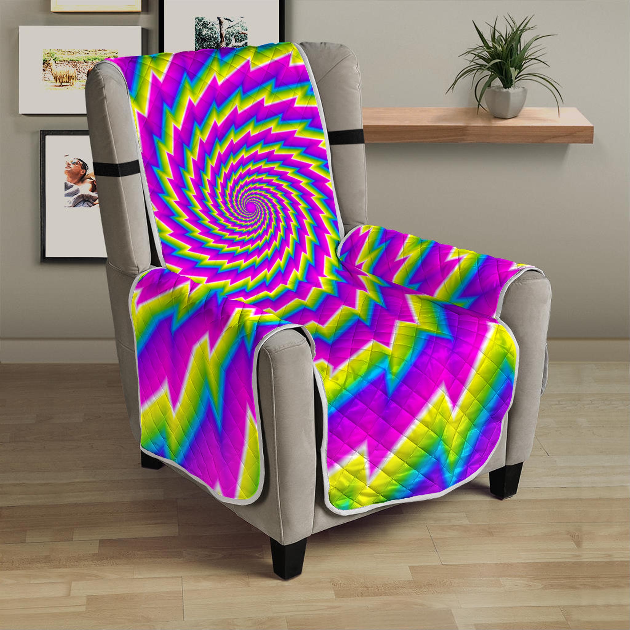 Abstract Twisted Moving Optical Illusion Armchair Protector