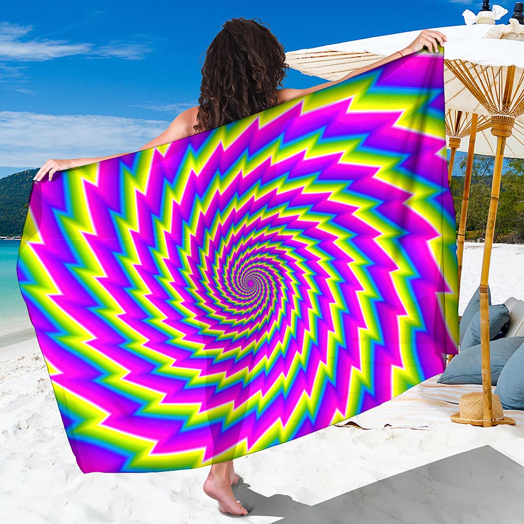 Abstract Twisted Moving Optical Illusion Beach Sarong Wrap