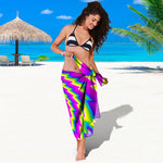 Abstract Twisted Moving Optical Illusion Beach Sarong Wrap