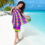 Abstract Twisted Moving Optical Illusion Beach Sarong Wrap