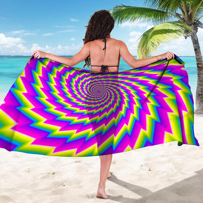 Abstract Twisted Moving Optical Illusion Beach Sarong Wrap