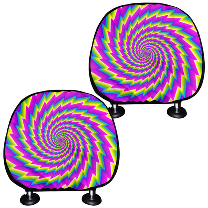 Abstract Twisted Moving Optical Illusion Car Headrest Covers