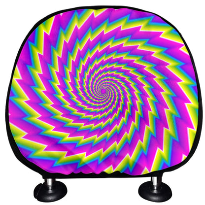 Abstract Twisted Moving Optical Illusion Car Headrest Covers