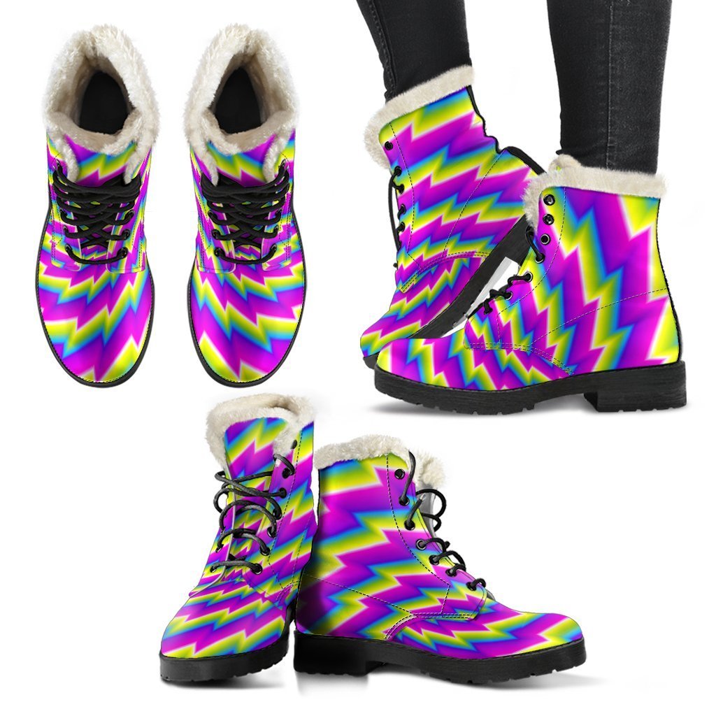 Abstract Twisted Moving Optical Illusion Comfy Boots GearFrost