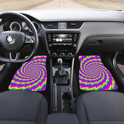 Abstract Twisted Moving Optical Illusion Front and Back Car Floor Mats