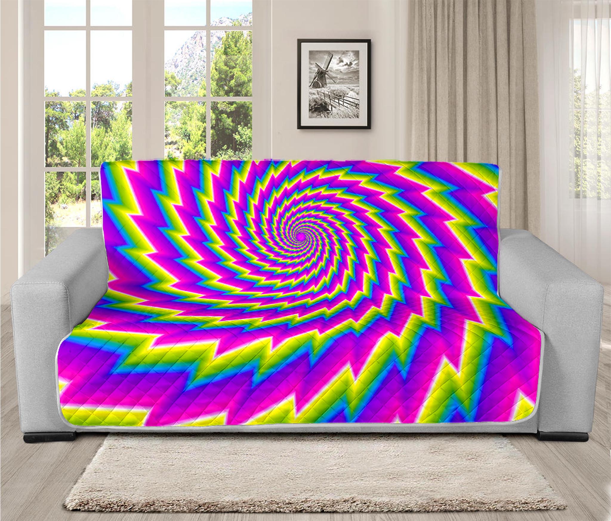 Abstract Twisted Moving Optical Illusion Futon Protector