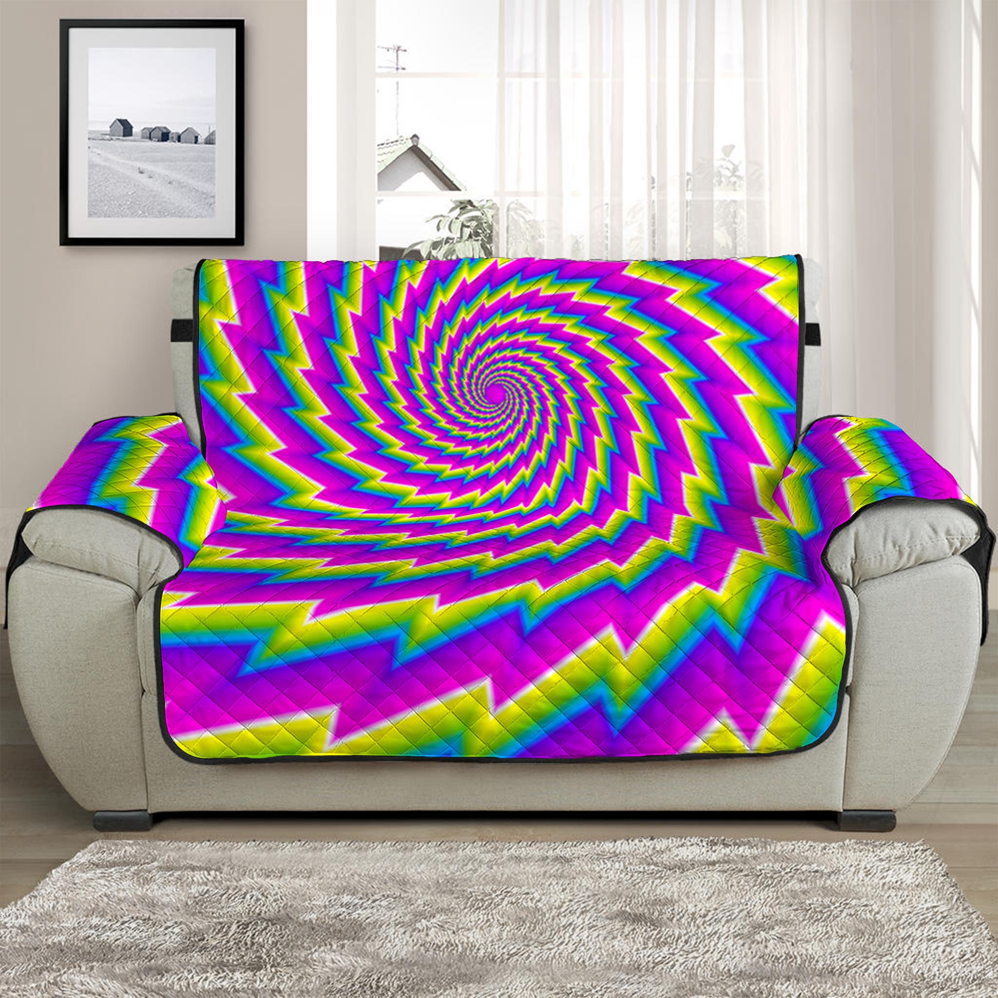 Abstract Twisted Moving Optical Illusion Half Sofa Protector