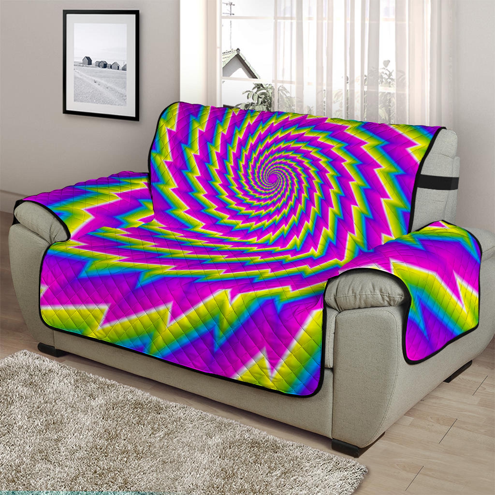 Abstract Twisted Moving Optical Illusion Half Sofa Protector