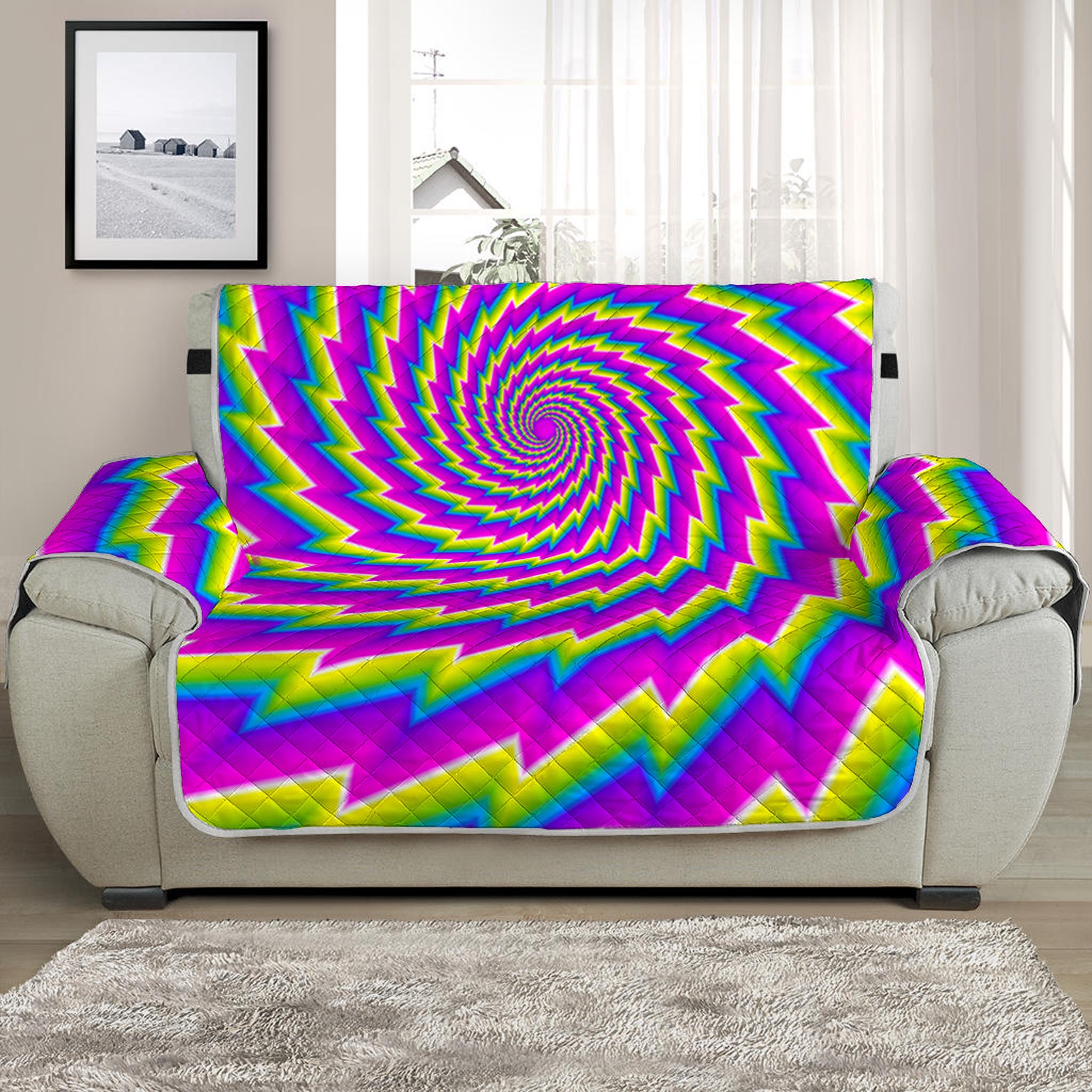 Abstract Twisted Moving Optical Illusion Half Sofa Protector