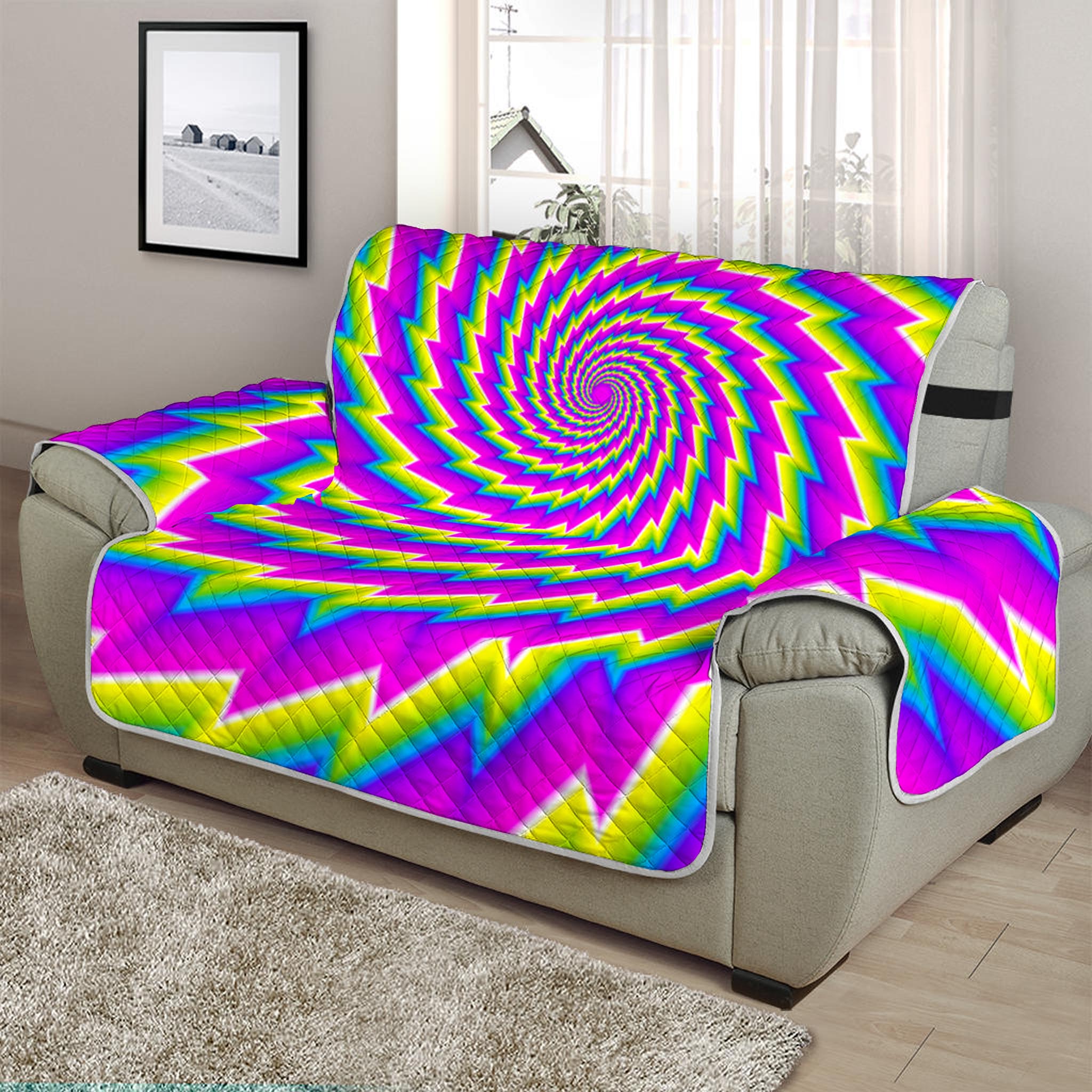 Abstract Twisted Moving Optical Illusion Half Sofa Protector