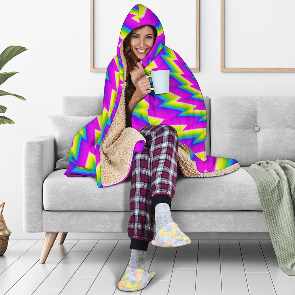 Abstract Twisted Moving Optical Illusion Hooded Blanket